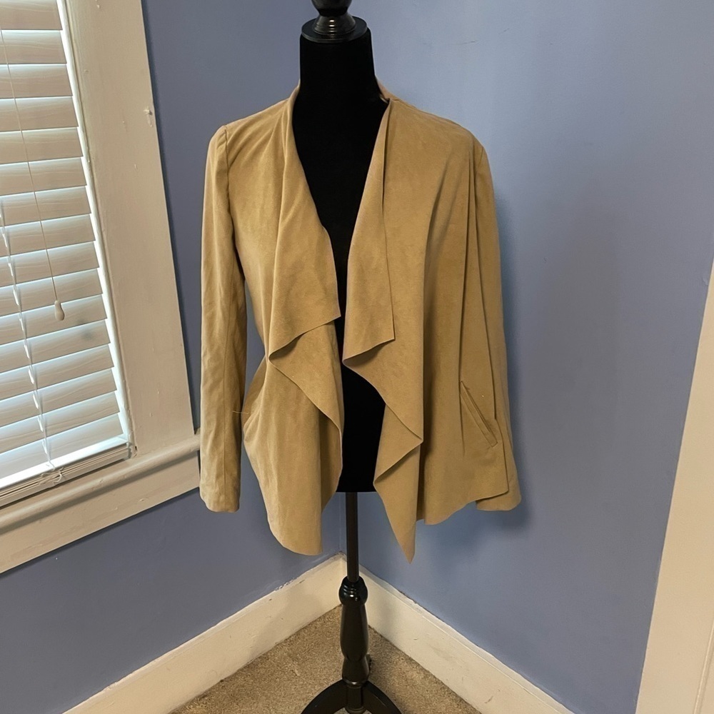 Zara open front faux suede jacket